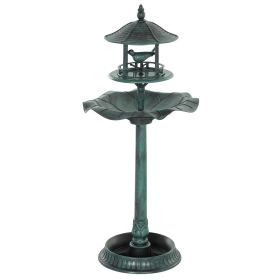 Outsunny Bird Bath Bowl, 3-in-1 Pedestal Birdbath with Bird Feeder and Flower Planter, Large Water Basin, Outdoor, Green
