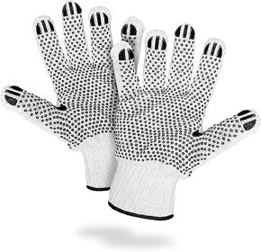 Double Side PVC Dotted Working Gloves 10", Pack of 24 PVC Knit Gloves, Breathable Cotton Gloves with Rubber Dots