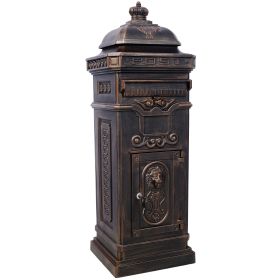 Mailboxs Mailboxes Residential The Court Large-Capacity Letter Box, Garden Floor Safety Mailbox, Outdoor Rainproof Postbox Statue ,bronze