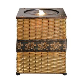 Indoor Rattan Water Fountain with LED Light - 17 inch High Floor Zen Fountain for Home, Living Room, Yoga Room, Office and Porch Decor