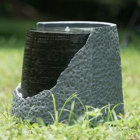 20x20x18" indoor outdoor Polyresin Water Fountain, Unique Broken Urn Fountain Chic Dynamic Modern Design with Light for Garden, Lawn, Backyard, P