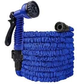 Expanding Expandable Flexible Garden Water Hose w Spray Nozzle 25, 50, 75, 100FT (Color: Blue, Item Length: 100 ft)
