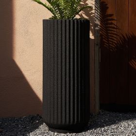 31.5 Inch Tall Roman Column Concrete Planter,Durable for All-Weather Use with Drainage Hole, Large Tall Round Planter for Outdoor and Indoor Plan (Color: Black)