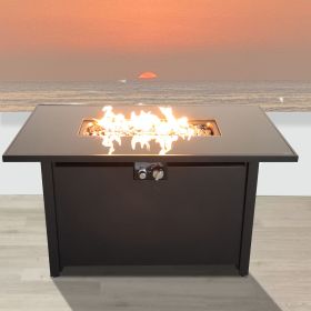 25'' H x 42'' W Steel Outdoor Fire Pit Table with Lid (Color: as Pic)